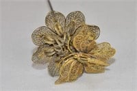 Large Figural Nodder Flower and Butterfly Hatpin