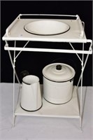 Childs Toy Metal Washstand and Wash Set