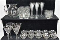 Various Etched Drinking Glassware