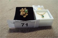 Vintage Jade Ring (18kt GF), 14K pendant,