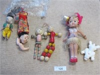 Vintage Wood Toys, Rattles / Oriental Dolls (as