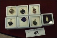 6 polished stone pendants, owl pendant