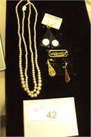 2 strand pearls Japan, & 2 earrings
