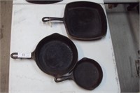 Round Cast iron Wagner  #3 frying pan & 10" USA