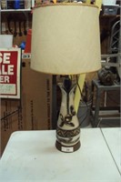table lamp ceramic Black& gold leaf accent
