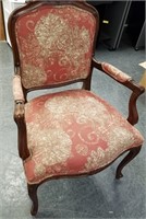 ETHAN ALLEN UPHOLSTERED FRENCH STYLE ARM CHAIR