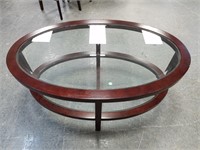 2 TIER GLASS OVAL COFFEE TABLE