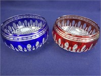 Red & Cobalt Waterford Crystal Bowls