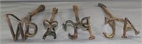 lot of 4 wrought iron cattle brands