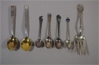 Two Russian silver teaspoons & 5 others