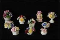 Collection of 10 Vintage porcelain flowers