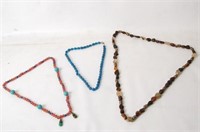 Three Chinese Peking Glass beaded necklaces