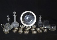 Collection of Crystal & Sterling Barware