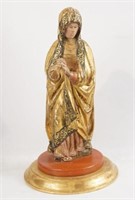 Old Russian Wood Carved Gilt painted Madonna