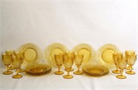 Amber Eggerman etched glass plates & goblets 25pcs