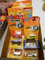6 NEW IN THE PACKAGE MATCHBOX CARS AND GAS STOP