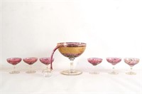 Cranberry glass (Moser) mini punch set