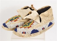 Pair child's Sioux Beaded Hide Moccasins ca 1890