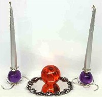 Decorative Orb Candles w/ Mirrored Tray & Orb