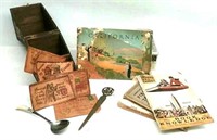 Rare 1900s Collection of Books & Leather Postcards