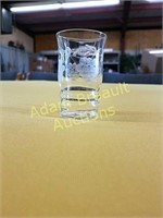 7 etched 3 inch grape glasses