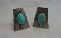 Southwest Sterling & Turquoise Clip On Earrings