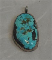 Native American Sterling & Blue Turquoise Pendant