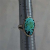 Native American Silver and Polished Turquoise Ring