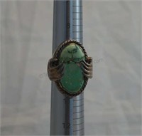 Native American Silver Turquoise Bear Claw Ring