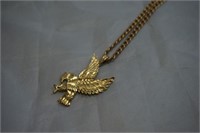 14k Yellow Gold Chain with Eagle Pendant Necklace