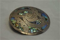 Mexico Sterling Silver Abalone Brooch / Pendant