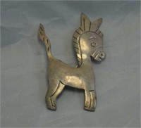 Mexican Sterling Silver Burro / Donkey Pin Brooch