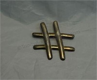 Mexico Sterling Silver Hashtag / Pound Sign Brooch