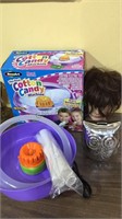 Kids cotton candy machine, owl bank and a wig
