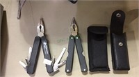 Two multi tool sets, with belt pouch, pliers