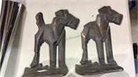 Vintage Art Deco cast metal dog bookends, (793)