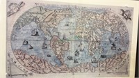 Framed worlds map of the world , copy map of 1565