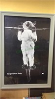 Hang in there Baby classic cat poster, framed,
