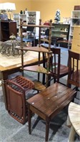 Corner shelf, piano bench, wooden lap reading