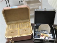 Jewelry box & black case w/ Houston Livestock Pins