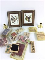 Lot of stamping material and rubber stamps