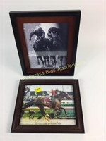Lot of two horse pictures in frame