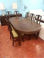 Oriental wood d/r table w/8 chairs two Captain