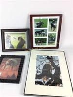 Lot of 4 random pictures in frame