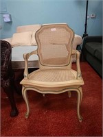 Victorian wood wicker yellow chair