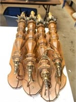 4 RETRO WOOD ELECTRIC WALL SCONCES-MADE TO LOOK