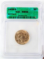 Coin 1935-D Buffalo Nickel ICG MS66 Certified