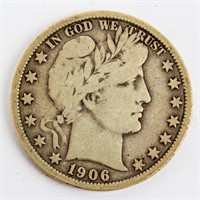 Coin 1906-D Barber Half Dollar Very Good