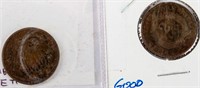 Coin 2 United States Large Cents 1865