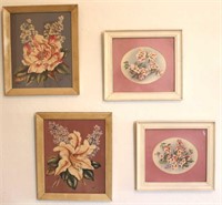 (4) Floral Wall Pictures  -  Rene'
